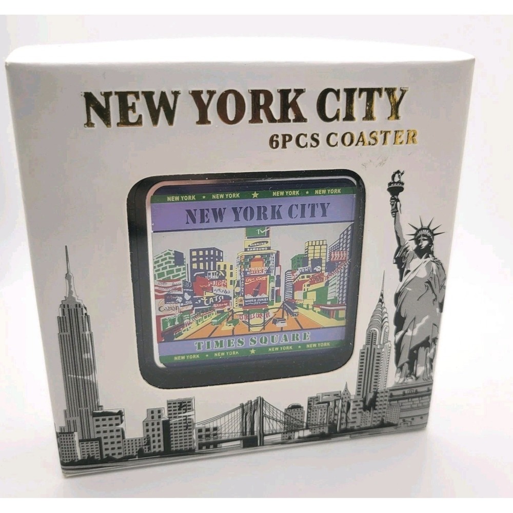 New‎ York City Coasters Set of 6 NYC Landmarks Souvenir Gift Box Modern Decor